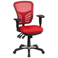 Flash Furniture HL-0001-RED-GG Mid-Back Red Mesh Office Chair with Triple Paddle Control and Infinite-Locking Back Angle