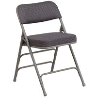 Flash Furniture AW-MC320AF-GRY-GG Hercules Series Premium Curved Triple Braced & Double Hinged Gray Fabric Metal Folding Chair