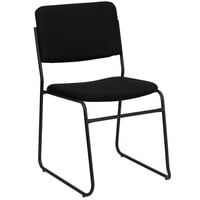 Flash Furniture Hercules High-Density Black Fabric Mid-Back Stacking Chair with Black Sled Base