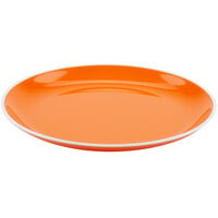 GET BF-950-TG Settlement Oasis 9 1/2" Tangerine Orange Melamine Round Coupe Dinner Plate with White Trim - 24/Case
