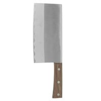 Thunder Group 7" Stainless Steel Angled Cleaver with Riveted Wood Handle