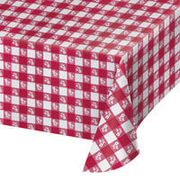 Creative Converting 39188 54" x 108" Red Gingham Plastic Tablecloth - 12/Case