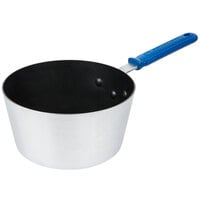 Vollrath Z434312 Wear-Ever 3.75 Qt. Tapered Non-Stick Aluminum Sauce Pan with SteelCoat x3 and Blue Silicone Cool Handle