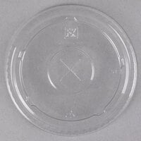 Fabri-Kal LKC16/24FX Kal-Clear / Nexclear 12 / 14, 16 / 18, 20, and 24 oz. Clear Plastic Flat Lid with Straw Slot - 100/Pack