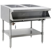 Eagle Group SHT2-240-3 Two Pan Sealed Well Stationary Hot Food Table with Undershelf - 240V, 3 Phase