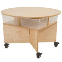 Whitney Brothers WB1816 Mobile Four-Spot Collaboration Table with Trays - 29 1/2" x 36" x 22"