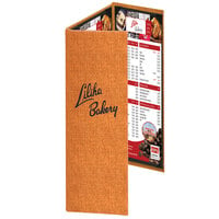Menu Solutions WK130BD Water Street Wicker 4 1/4" x 14" Customizable 3 View Continuous Menu Cover