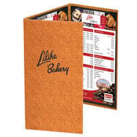 Menu Solutions WK130B Water Street Wicker 5 1/2" x 11" Customizable 3 View Continuous Menu Cover