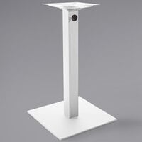 BFM Seating Margate Standard Height Outdoor / Indoor 18" White Square Table Base with Umbrella Hole