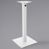 BFM Seating Margate Bar Height Outdoor / Indoor 18" White Square Table Base with Umbrella Hole