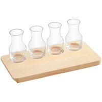 Acopa Natural Wood Flight Tray with 6 oz. Glass Carafes
