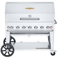 Crown Verity CV-MCB-48-SI50/100-RDP Liquid Propane 48" Mobile Outdoor Grill with Single Gas Connection, 50-100 lb. Tank Capacity, and Roll Dome Package