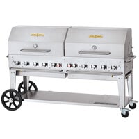 Crown Verity CV-MCB-72-SI-BULK-RDP Liquid Propane 72" Mobile Outdoor Grill with Single Gas Connection, Bulk Tank Capacity, and Roll Dome Package