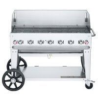 Crown Verity CV-MCB-48-SI50/100-WGP Liquid Propane 48" Mobile Outdoor Grill with Single Gas Connection, 50-100 lb. Tank Capacity, and Wind Guard Package