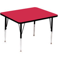 Correll Square Red Finish 19" - 29" Adjustable Height High Pressure Top Activity Table