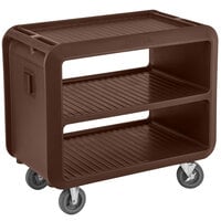 Cambro SC337131 Service Cart Pro 42" x 24" x 37" Dark Brown One-Piece Beverage / Service Cart with 2 Fixed and 2 Swivel Casters
