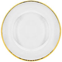 10 Strawberry Street MRKLG-340 Markle 12 3/4" Gold Glass Charger Plate - 12/Pack