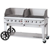 Crown Verity CV-RCB-60WGP-SI-BULK 60" Pro Series Outdoor Rental Grill with Single Gas Connection, Bulk Tank Capacity, and Wind Guard Package