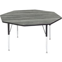 Correll 48" Octagon New England Driftwood Finish 19" - 29" Adjustable Height Premium Laminate High Pressure Top Activity Table