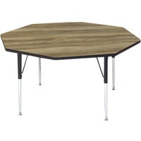 Correll 48" Octagon Colonial Hickory Finish 19" - 29" Adjustable Height Premium Laminate High Pressure Top Activity Table