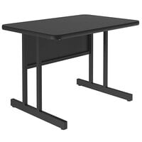 Correll 48" x 24" Rectangular Black Granite Finish Keyboard Height High Pressure Top Computer Table