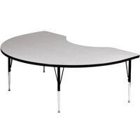 Correll 72" x 48" Kidney 19" - 29" Gray Granite Finish Adjustable Height High-Pressure Top Activity Table