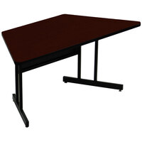 Correll 60" x 30" Trapezoid Mahogany Finish Keyboard Height High Pressure Top Computer Table