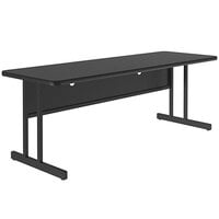 Correll 60" x 24" Rectangular Black Granite Finish Keyboard Height High Pressure Top Computer Table