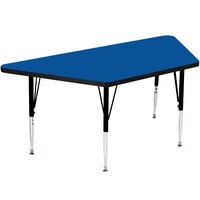 Correll Trapezoid 19" - 29" Blue Finish Adjustable Height High-Pressure Top Activity Table