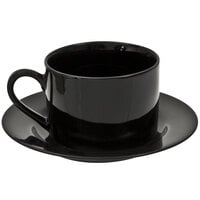 10 Strawberry Street BRB0009 Black Rim 8 oz. Porcelain Coffee Cup and Saucer Set - 24/Case