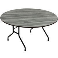 Correll 60" Round Premium Laminate 3/4" New England Driftwood Adjustable Height High-Pressure Heavy-Duty Folding Table
