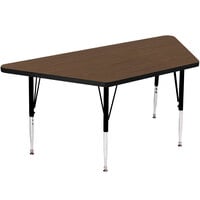 Correll Trapezoid 19" - 29" Walnut Finish Adjustable Height High-Pressure Top Activity Table