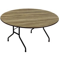 Correll 60" Round Premium Laminate 3/4" Colonial Hickory Adjustable Height High-Pressure Heavy-Duty Folding Table