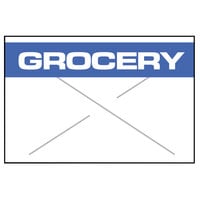 Garvey 1812-03370 1812 Series 11/16" x 1/2" White / Blue "GROCERY" 1275-Count One-Line Cross-Cut Pricemarker Label Roll - 11/Pack