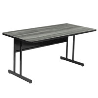 Correll 30" x 60" New England Driftwood Rectangular Premium Laminate Desk Height High Pressure Top Computer Table