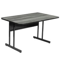 Correll 30" x 48" New England Driftwood Rectangular Premium Laminate Desk Height High Pressure Top Computer Table