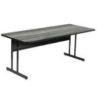 Correll 30" x 72" New England Driftwood Rectangular Premium Laminate Desk Height High Pressure Top Computer Table