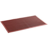 Lavex 3' x 5' Heavy-Duty Red Rubber Grease-Resistant Anti-Fatigue Floor Mat with Beveled Edge - 1/2" Thick
