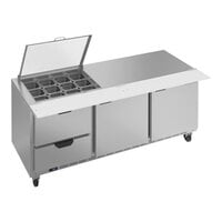 Beverage-Air SPED72HC-12M-2-CL Elite Series 72" 2 Door 2 Drawer Mega Top Refrigerated Sandwich Prep Table with Clear Lid