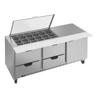 Beverage-Air SPED72HC-18M-4-CL Elite Series 72" 1 Door 4 Drawer Mega Top Refrigerated Sandwich Prep Table with Clear Lid