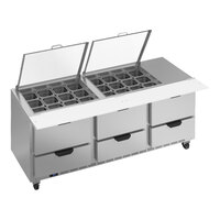 Beverage-Air SPED72HC-24M-6-CL Elite Series 72" 6 Drawer Mega Top Refrigerated Sandwich Prep Table with Clear Lid