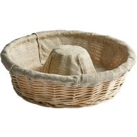Matfer Bourgeat 118521 11 3/4" Crown-Shaped Linen-Lined Wicker Round Banneton Proofing Basket