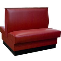 American Tables & Seating 45 1/2" Long Sangria Plain Double Back Fully Upholstered Booth with Wood Top Cap - 36" High