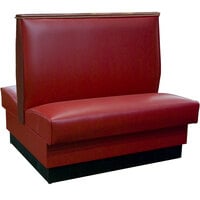 American Tables & Seating 45 1/2" Long Sangria Plain Double Back Fully Upholstered Booth with Wood Top Cap - 42" High