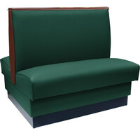American Tables & Seating 45 1/2" Long Forest Green Plain Double Back Fully Upholstered Booth with Wood Top Cap - 42" High