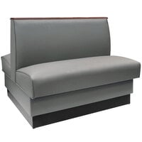 American Tables & Seating 45 1/2" Long Gunmetal Plain Double Back Fully Upholstered Booth with Wood Top Cap - 36" High