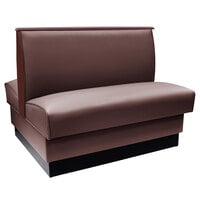 American Tables & Seating 45 1/2" Long Mocha Plain Double Back Fully Upholstered Booth with Wood End Caps - 36" High