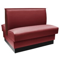 American Tables & Seating 45 1/2" Long Sangria Plain Double Back Fully Upholstered Booth with Wood End Caps - 36" High