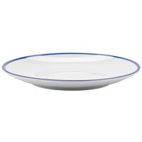 GET CS-800-W/CB Settlement Bistro 8" White with Cobalt Blue Trim Enamelware Round Melamine Coupe Plate - 48/Case
