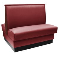 American Tables & Seating 45 1/2" Long Sangria Plain Double Back Fully Upholstered Booth with Wood End Caps - 42" High